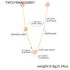 Candy color opal stone stainless steel long necklace sweater chain