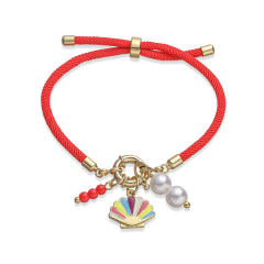 Colorful braid rope gold plated copper multi charm bracelet friendship bracelet