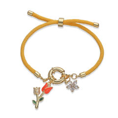 Colorful braid rope gold plated copper multi charm bracelet friendship bracelet