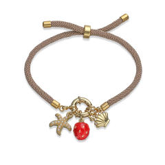 Colorful braid rope gold plated copper multi charm bracelet friendship bracelet