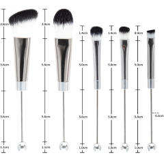 5pcs set DIY metal handle beaded makeup brush suit without bead