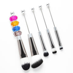 5pcs set DIY metal handle beaded makeup brush suit without bead