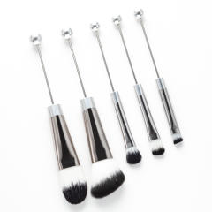 5pcs set DIY metal handle beaded makeup brush suit without bead