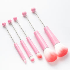 5pcs set DIY metal handle beaded makeup brush suit without bead