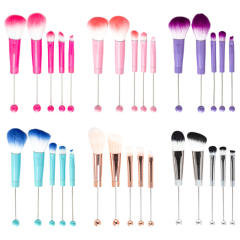 5pcs set DIY metal handle beaded makeup brush suit without bead