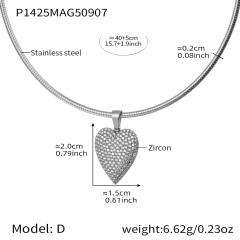 Color enamel fruit diamond heart multi charm stainless steel necklace choker necklace