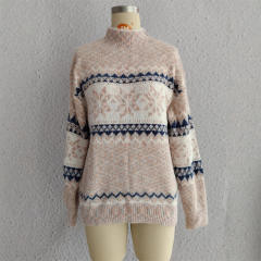 Christmas Knitwear 2025 Autumn Winter Hot Style Half Turtleneck Chenille Snowflake sweater
