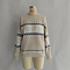 Christmas Knitwear 2025 Autumn Winter Hot Style Half Turtleneck Chenille Snowflake sweater