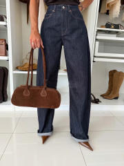 Autumn winter new dark blue denim jacket straight leg jeans suit