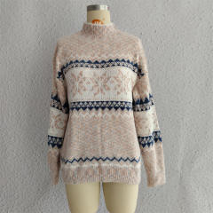 Christmas Knitwear 2025 Autumn Winter Hot Style Half Turtleneck Chenille Snowflake sweater
