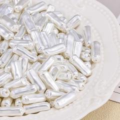 Baroque Asymmetrical Rectangular Abs Imitation Pearl Straight Hole Loose Beads DIY Necklace Bracelet 20pcs/pack
