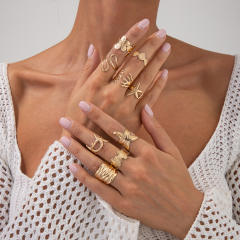 Vacation Starfish Metal Opening Ring ins 6-piece Set Star Scallop Joint Ring for Women