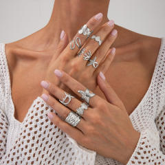 Vacation Starfish Metal Opening Ring ins 6-piece Set Star Scallop Joint Ring for Women