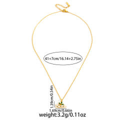 Christmas series color enamel bell glove cute pendant stainless steel necklace