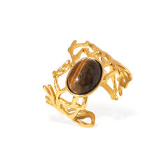 Best-Selling Stainless Steel rings autumn winter tiger eye stone inlaid rings