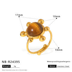 Best-Selling Stainless Steel rings autumn winter tiger eye stone inlaid rings