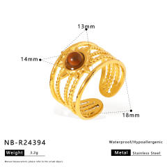 Best-Selling Stainless Steel rings autumn winter tiger eye stone inlaid rings