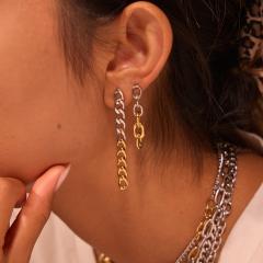 Personality two tone classic stainless steel chain necklace earrings bracelet suit