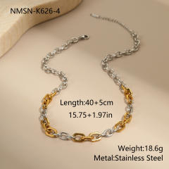 Personality two tone classic stainless steel chain necklace earrings bracelet suit
