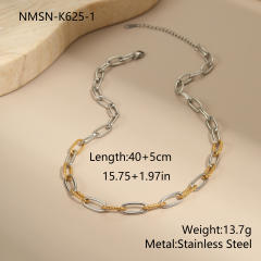 Personality two tone classic stainless steel chain necklace earrings bracelet suit