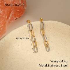 Personality two tone classic stainless steel chain necklace earrings bracelet suit