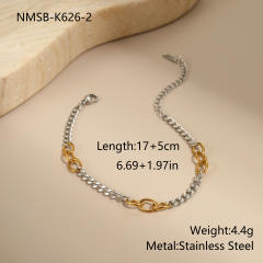 Personality two tone classic stainless steel chain necklace earrings bracelet suit