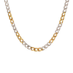 Personality two tone classic stainless steel chain necklace earrings bracelet suit
