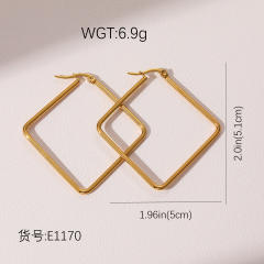 18KG geometric square circle hoop earrings stainless steel earrings