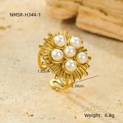 Stainless Steel Ring Exaggerated Asymmetrical Geometric Plated 18K Gold Rings