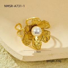 Stainless Steel Ring Exaggerated Asymmetrical Geometric Plated 18K Gold Rings