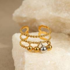Metal Geometric Ball Titanium Steel Rings 18K stainless steel rings