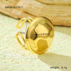 Stainless Steel Ring Exaggerated Asymmetrical Geometric Plated 18K Gold Rings