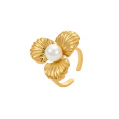 Stainless Steel Ring Exaggerated Asymmetrical Geometric Plated 18K Gold Rings