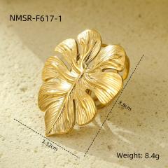 Stainless Steel Ring Exaggerated Asymmetrical Geometric Plated 18K Gold Rings
