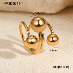 Metal Geometric Ball Titanium Steel Rings 18K stainless steel rings