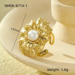 Stainless Steel Ring Exaggerated Asymmetrical Geometric Plated 18K Gold Rings