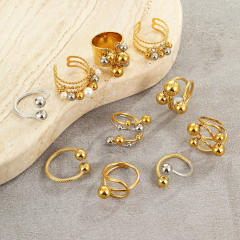 Metal Geometric Ball Titanium Steel Rings 18K stainless steel rings