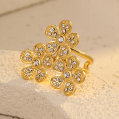 Stainless Steel Ring Exaggerated Asymmetrical Geometric Plated 18K Gold Rings