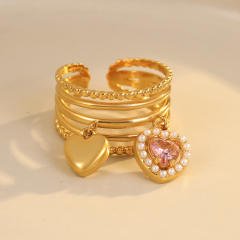 Stainless Steel Ring Exaggerated Asymmetrical Geometric Plated 18K Gold Rings