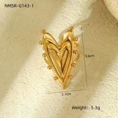 Stainless Steel Ring Exaggerated Asymmetrical Geometric Plated 18K Gold Rings