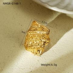 Stainless Steel Ring Exaggerated Asymmetrical Geometric Plated 18K Gold Rings