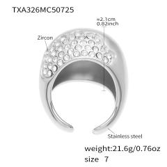 Simple chunky ball bead diamond long necklace stainless steel rings earrings suit