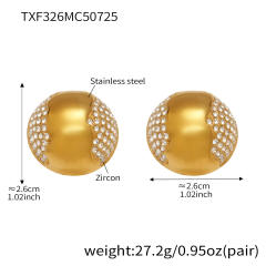 Simple chunky ball bead diamond long necklace stainless steel rings earrings suit