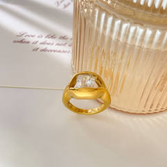 Colorful irregular cubic zircon statement stainless steel rings