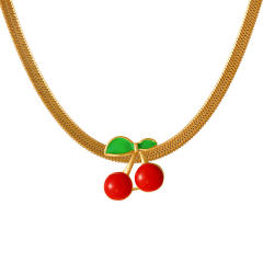 Punk trend color enamel heart bee ladybug snake chain stainless steel necklace choker