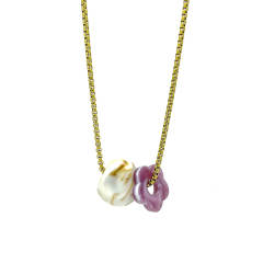 Sweet colorful acrylic flower pendant stainless steel chain necklace