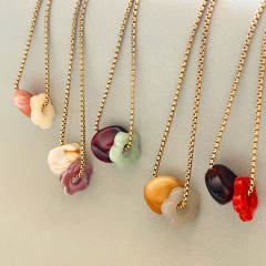 Sweet colorful acrylic flower pendant stainless steel chain necklace