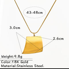 Gold color geometric pendant flower petal pendant stainless steel necklace