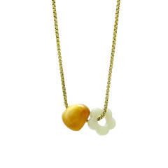 Sweet colorful acrylic flower pendant stainless steel chain necklace