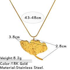 Gold color geometric pendant flower petal pendant stainless steel necklace